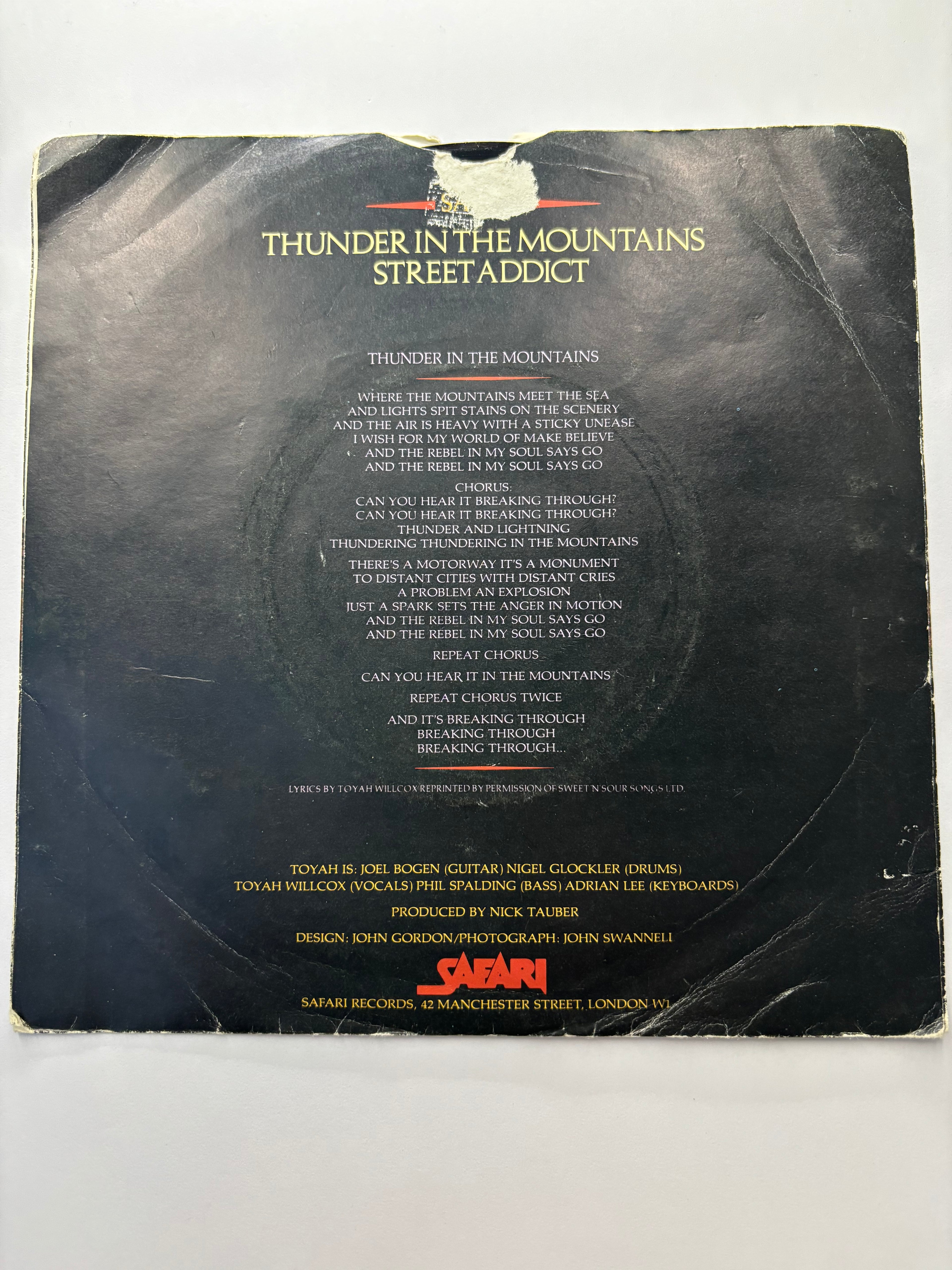 Toyah- Thunder in the Mountains 7’’ Vinyl Single 1981