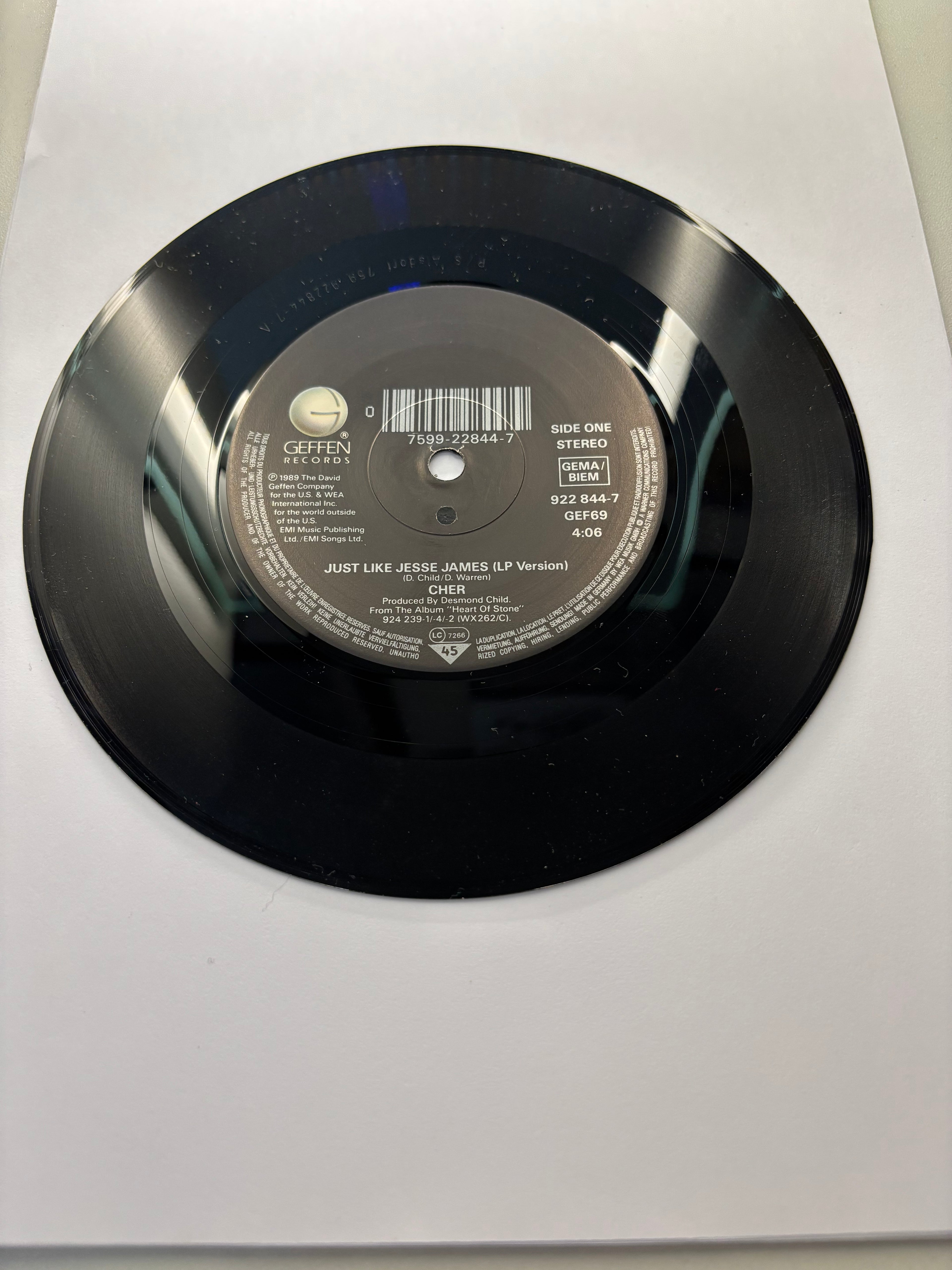 Cher- Just Like Jesse James 7’’ Vinyl Single 1989