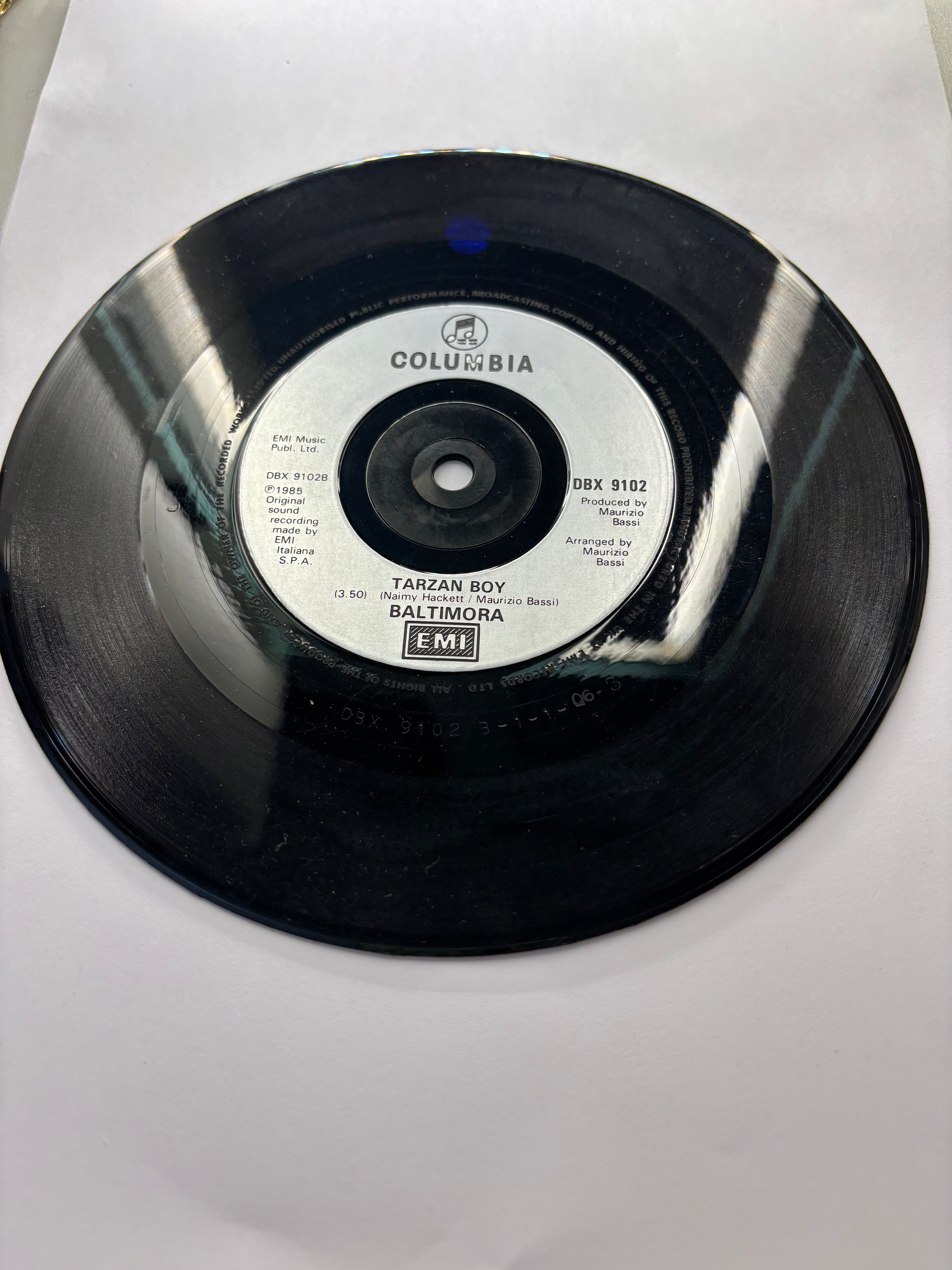 Tarzan Boy by Baltimora 7’’ Vinyl Single 1985