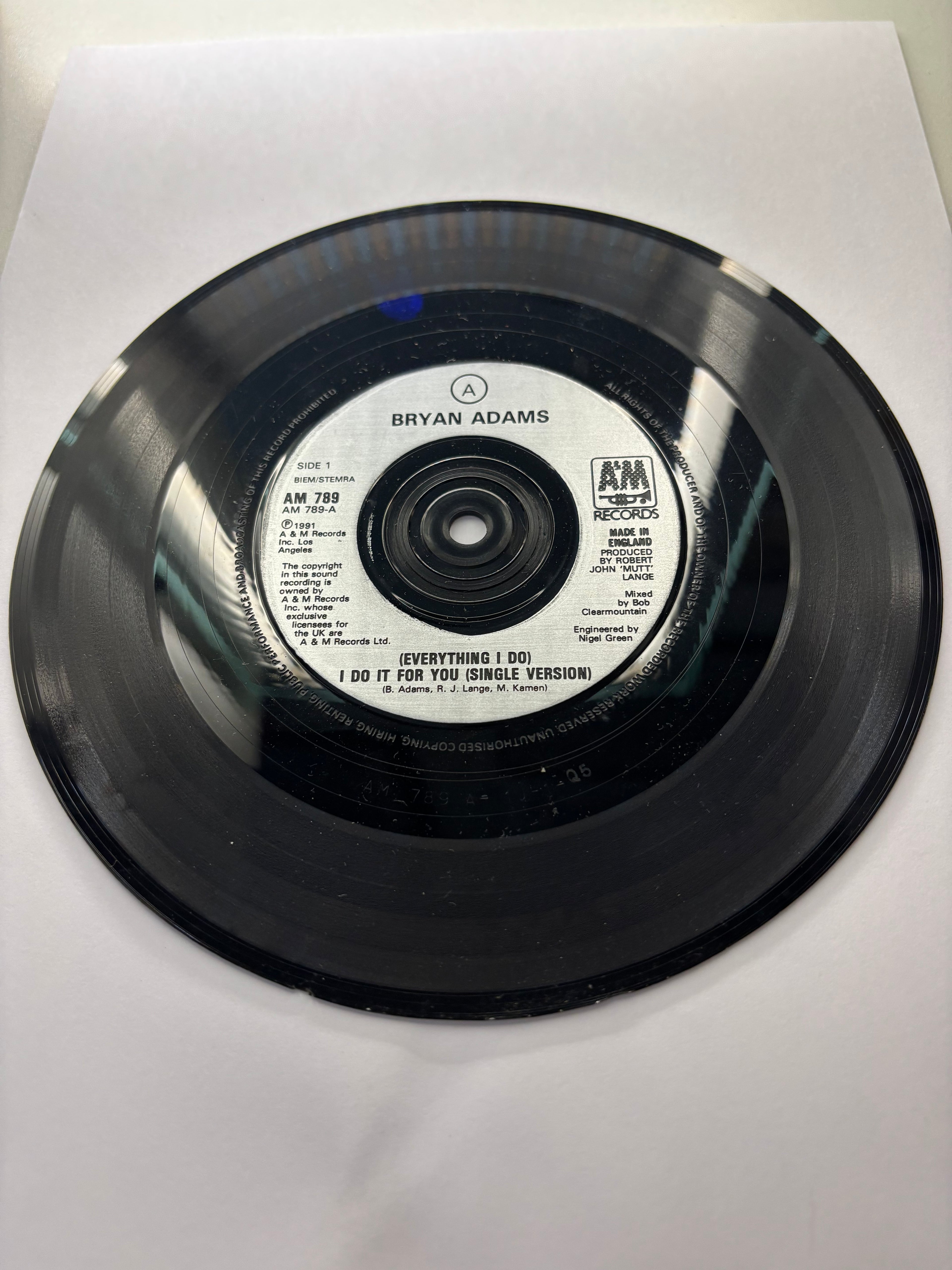 Bryan Adams- (Everything I do) I do it for you 7’’ Vinyl Single 1991