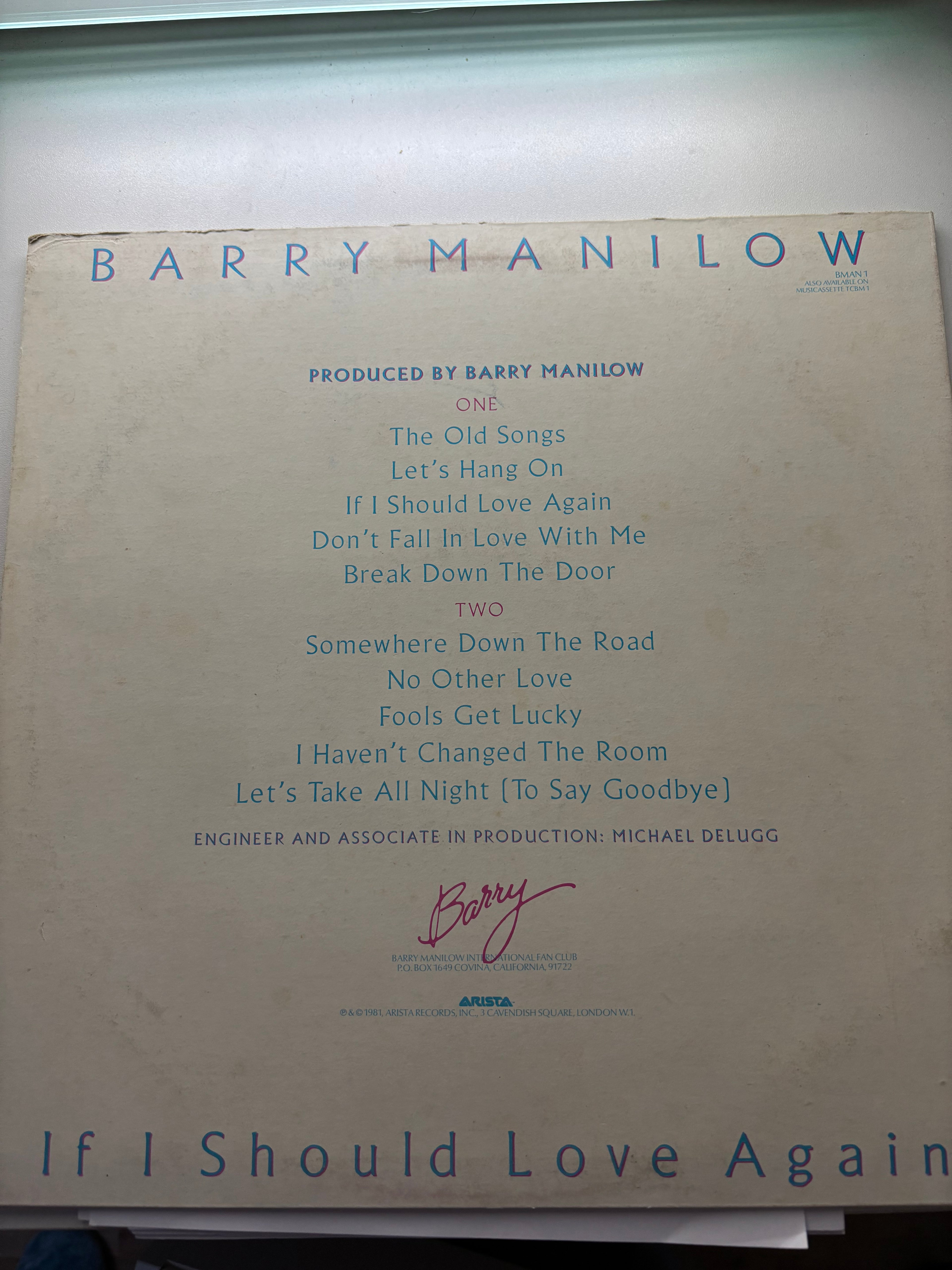 Barry Manilow- If I should love again 1981 Vinyl Album