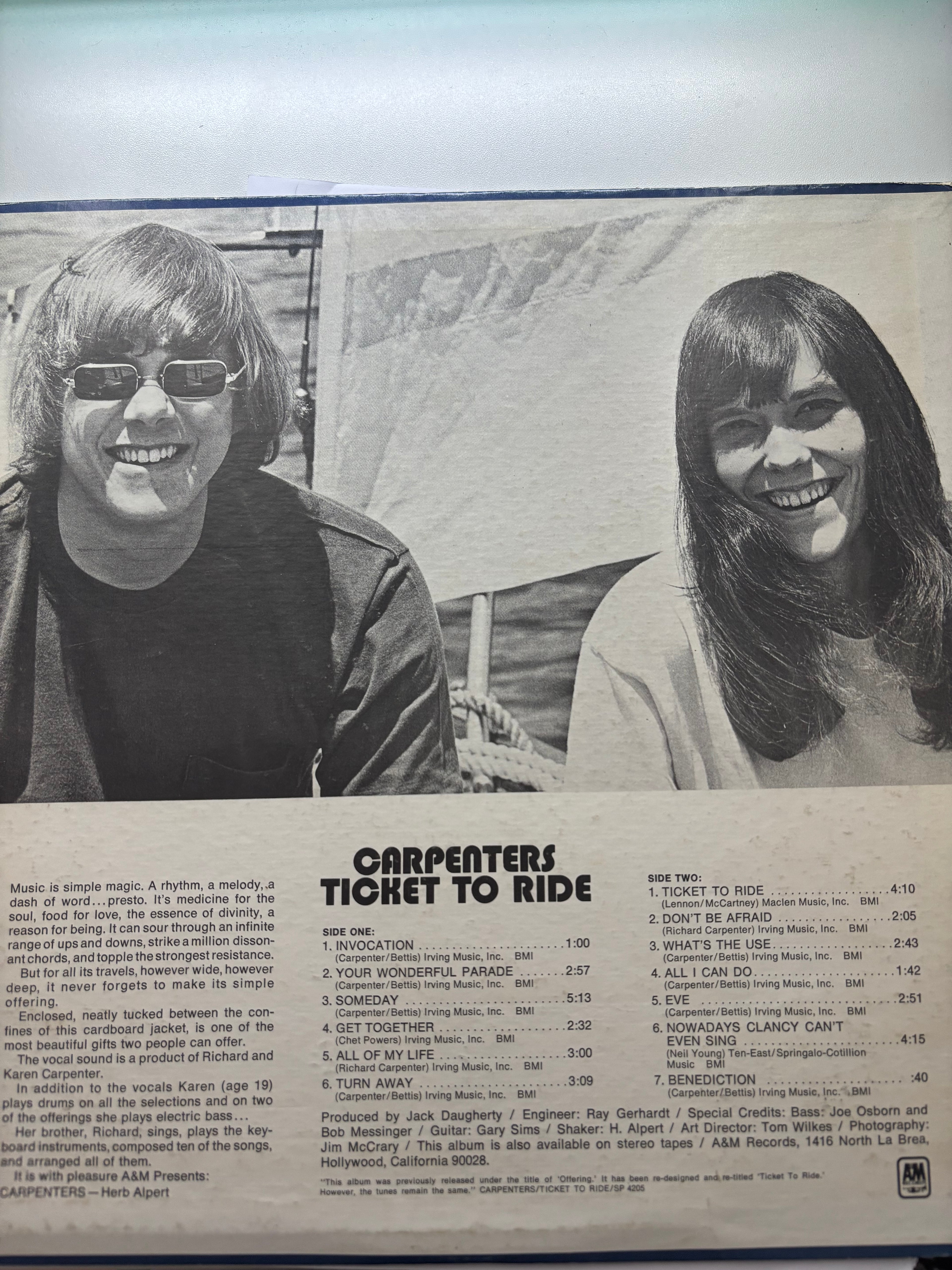 Carpenters- Ticket to Ride Vinyl Album