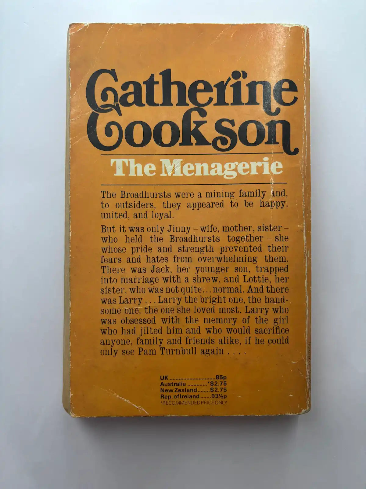 The Menagerie by Catherine Cookson historical fiction book back cover description UK