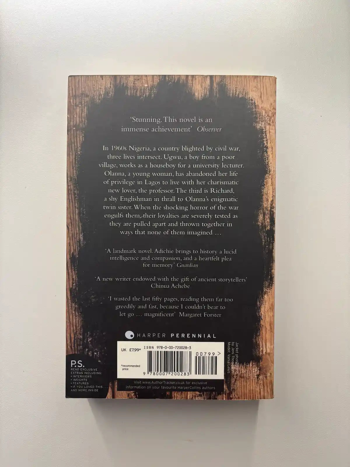 Half of a Yellow Sun by Chimamanda Ngozi Adichie historical fiction book back cover description UK