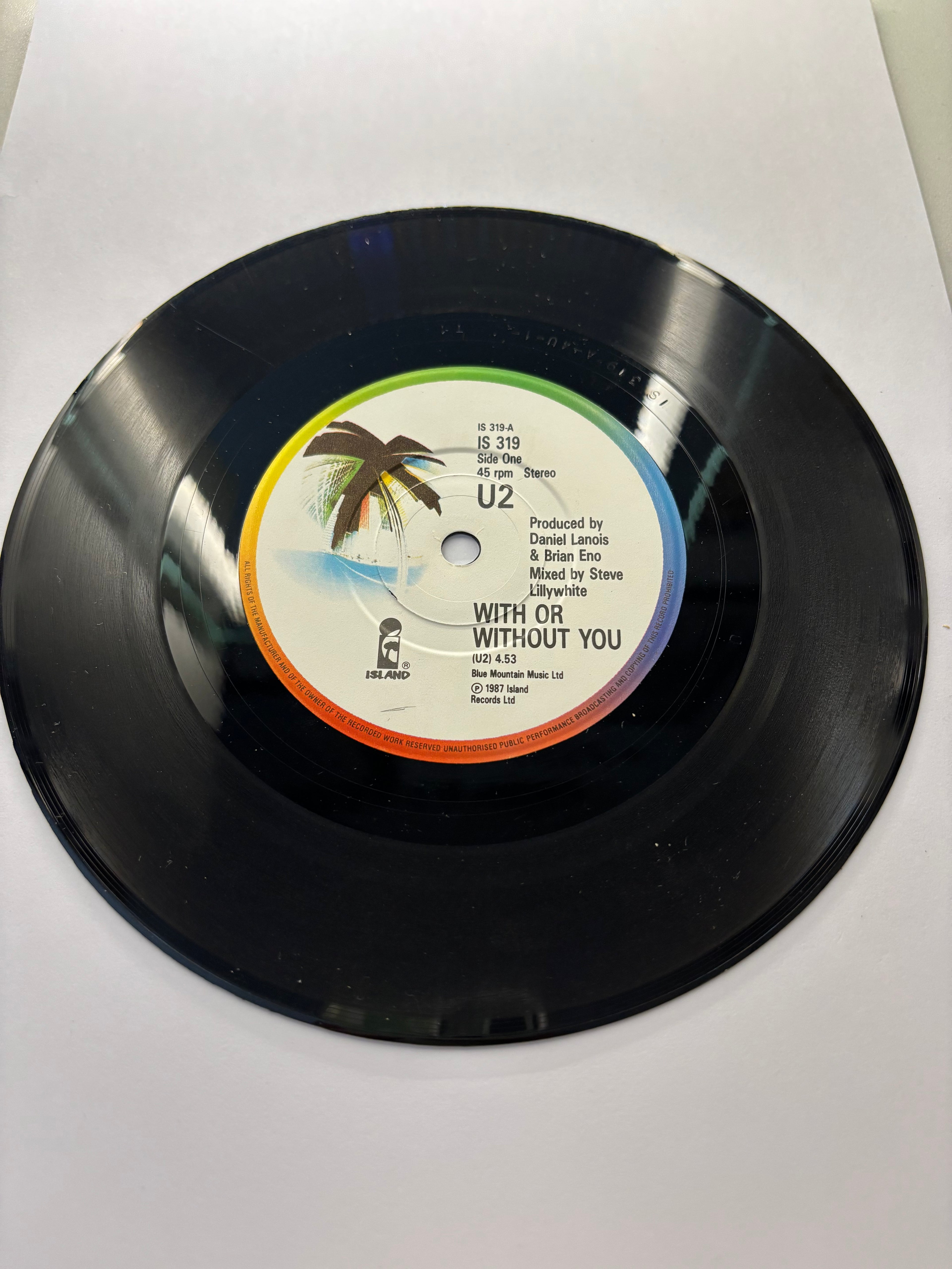 U2- With or Without You 7’’ Vinyl Single 1987