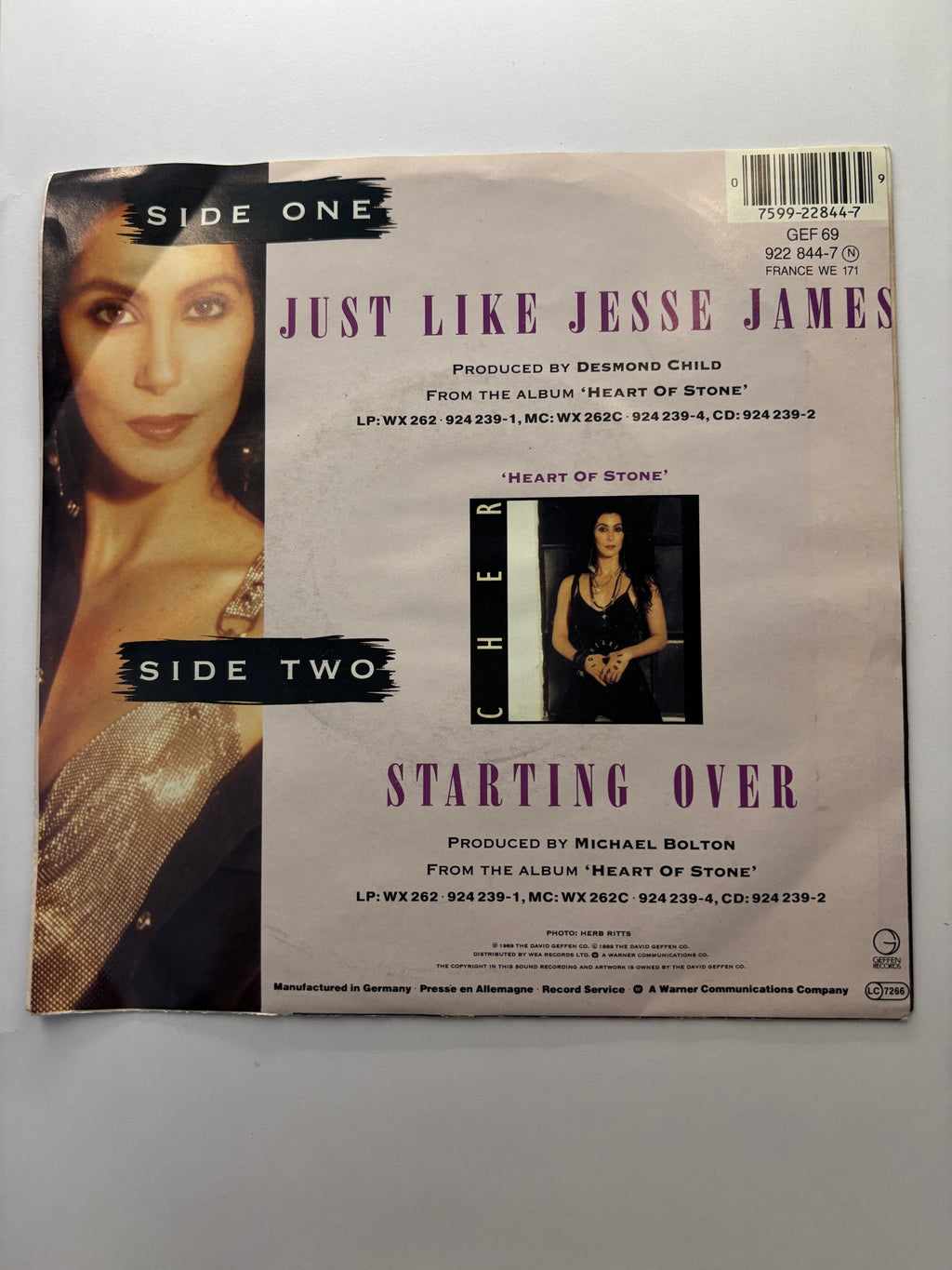 Cher- Just Like Jesse James 7’’ Vinyl Single 1989