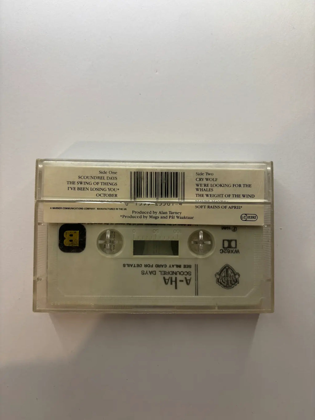 A-Ha Scoundrel Days Cassette Tape 1986 back cover track listing UK