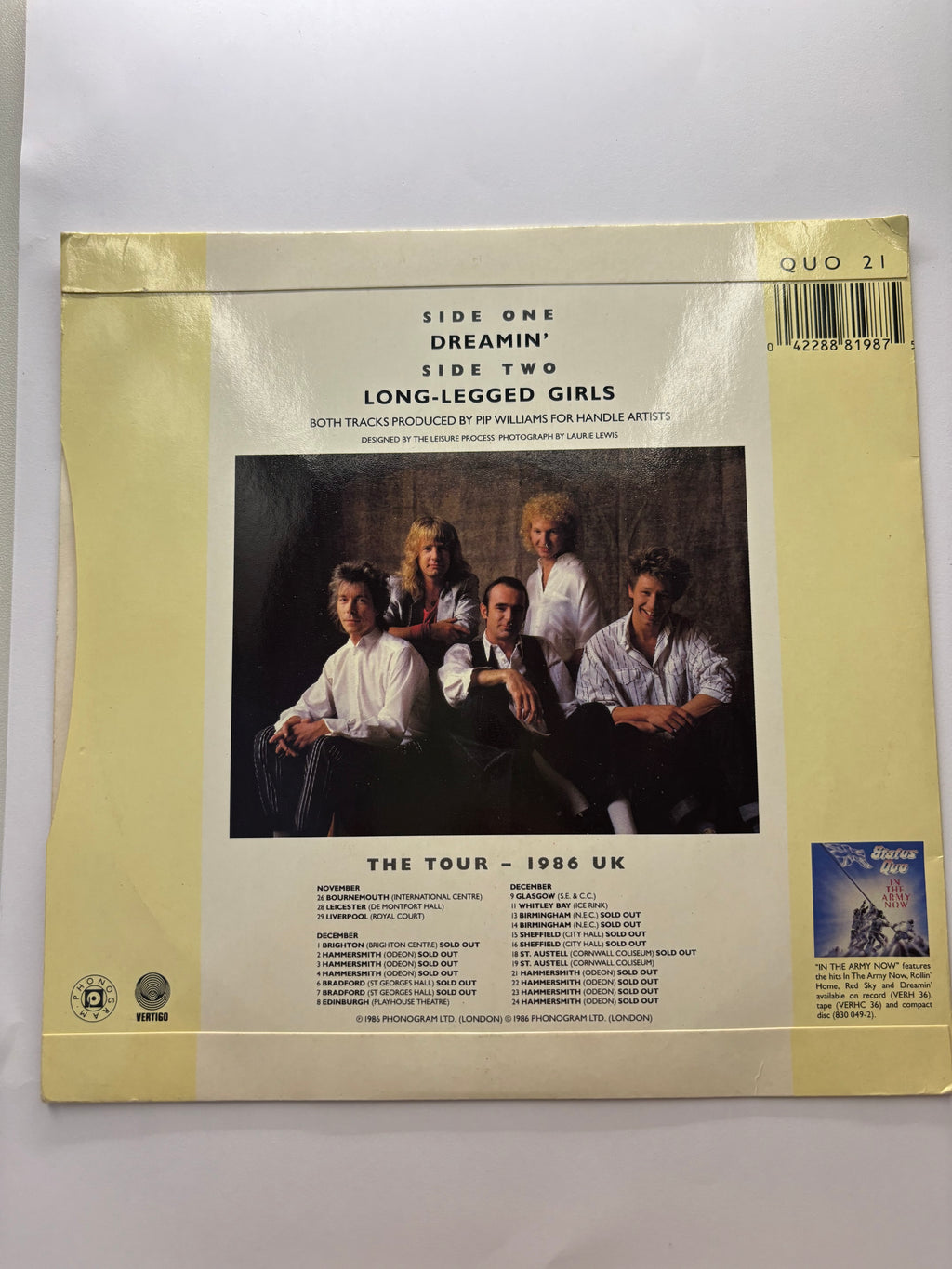 Status Quo- Dreamin’ 7’’ Vinyl Single 1986