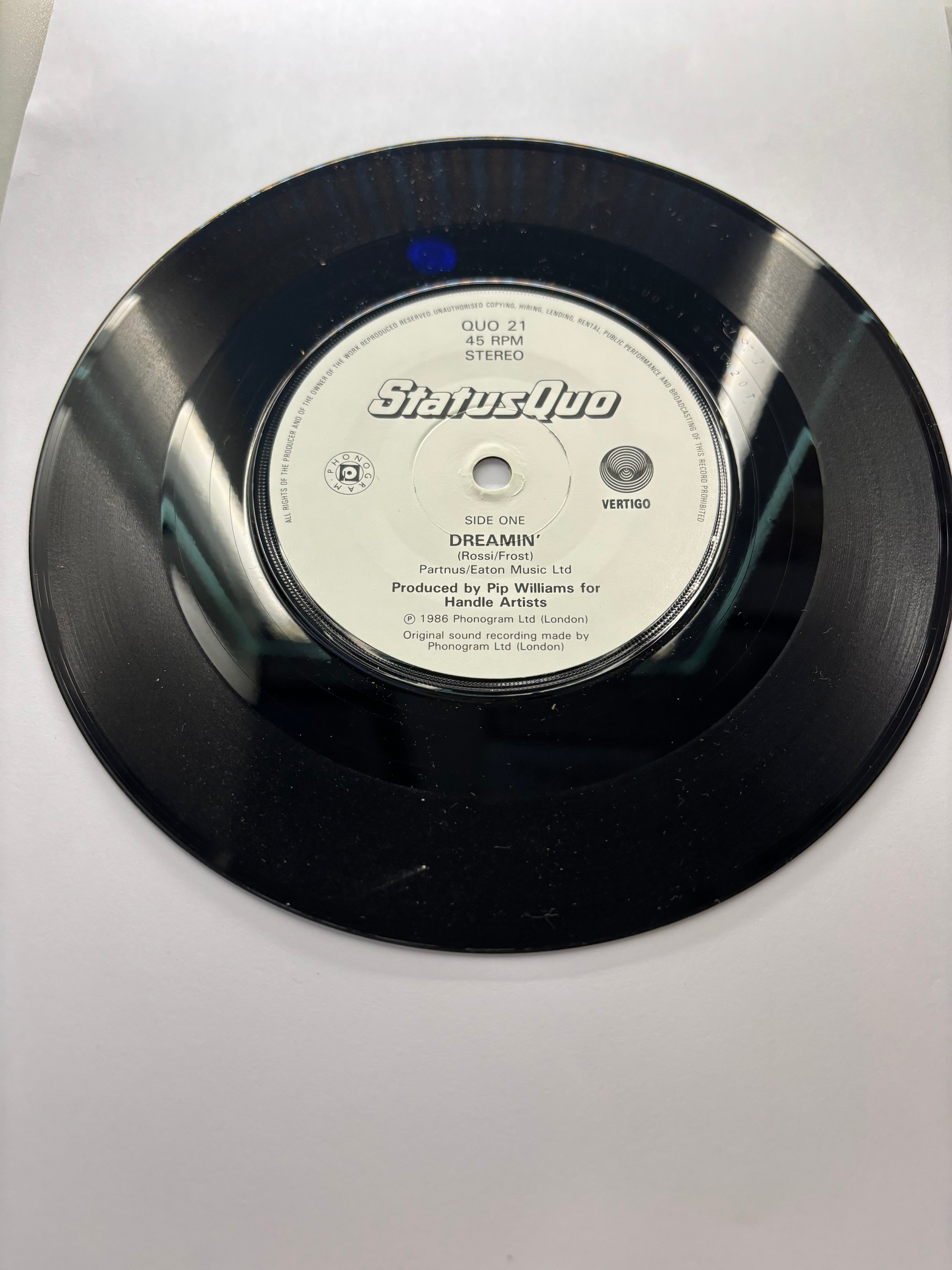 Status Quo- Dreamin’ 7’’ Vinyl Single 1986