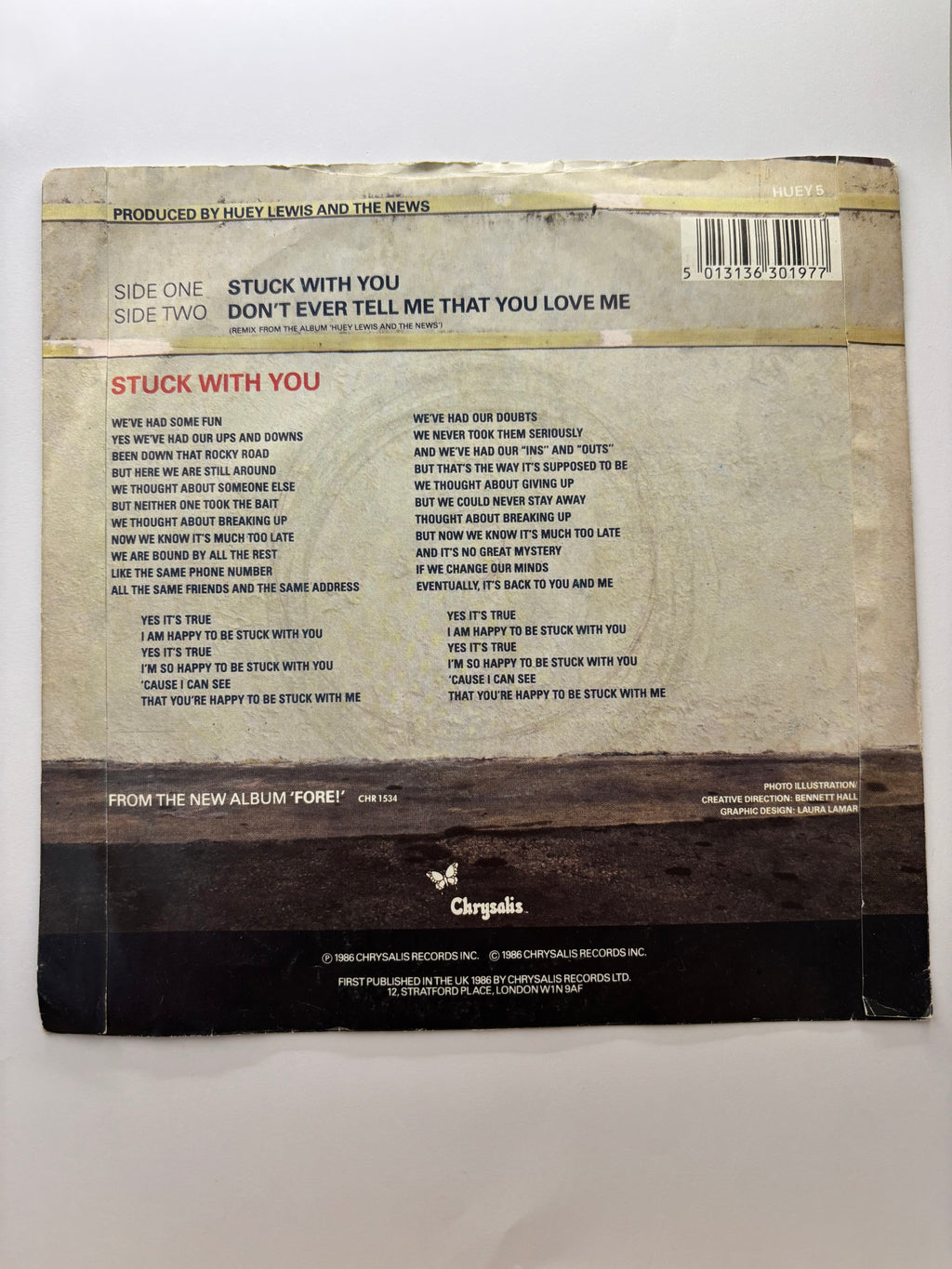 Huey Lewis & The News- Stuck with you 7’’ Vinyl Single 1986