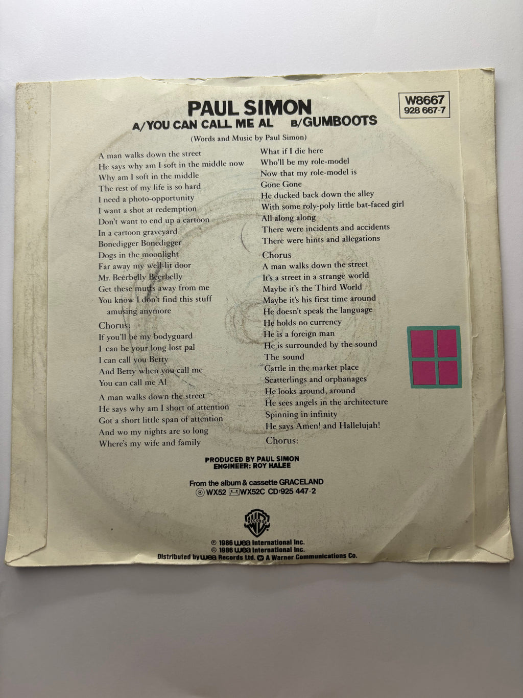 Paul Simon- You can call me Al 7’’ Vinyl Single 1986