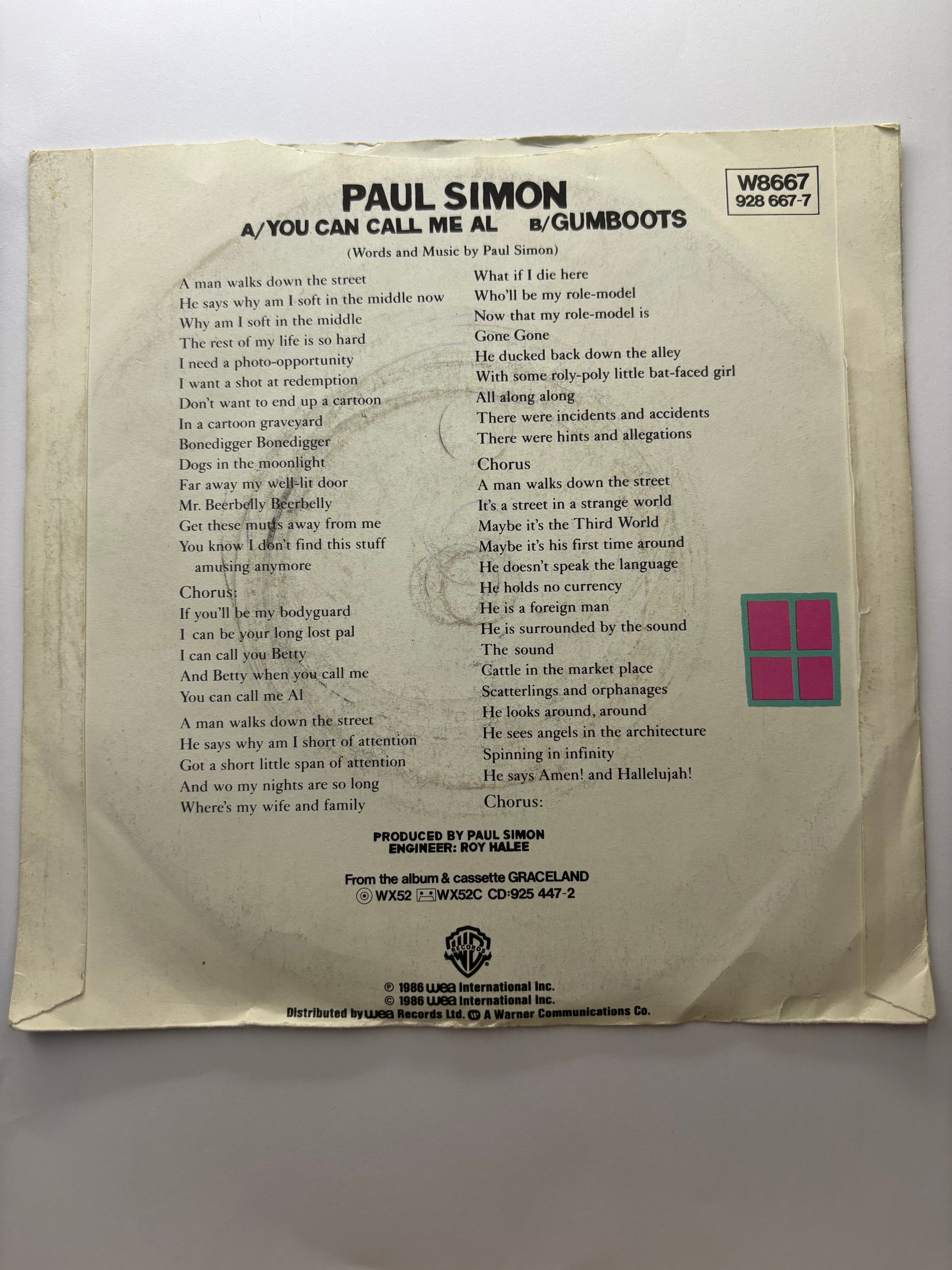 Paul Simon- You can call me Al 7’’ Vinyl Single 1986