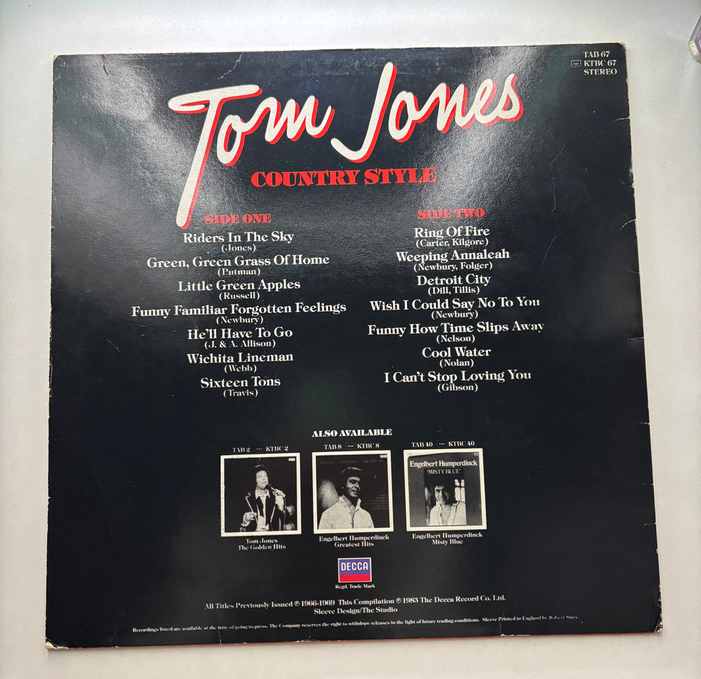 Tom Jones - Country Style Vinyl Album