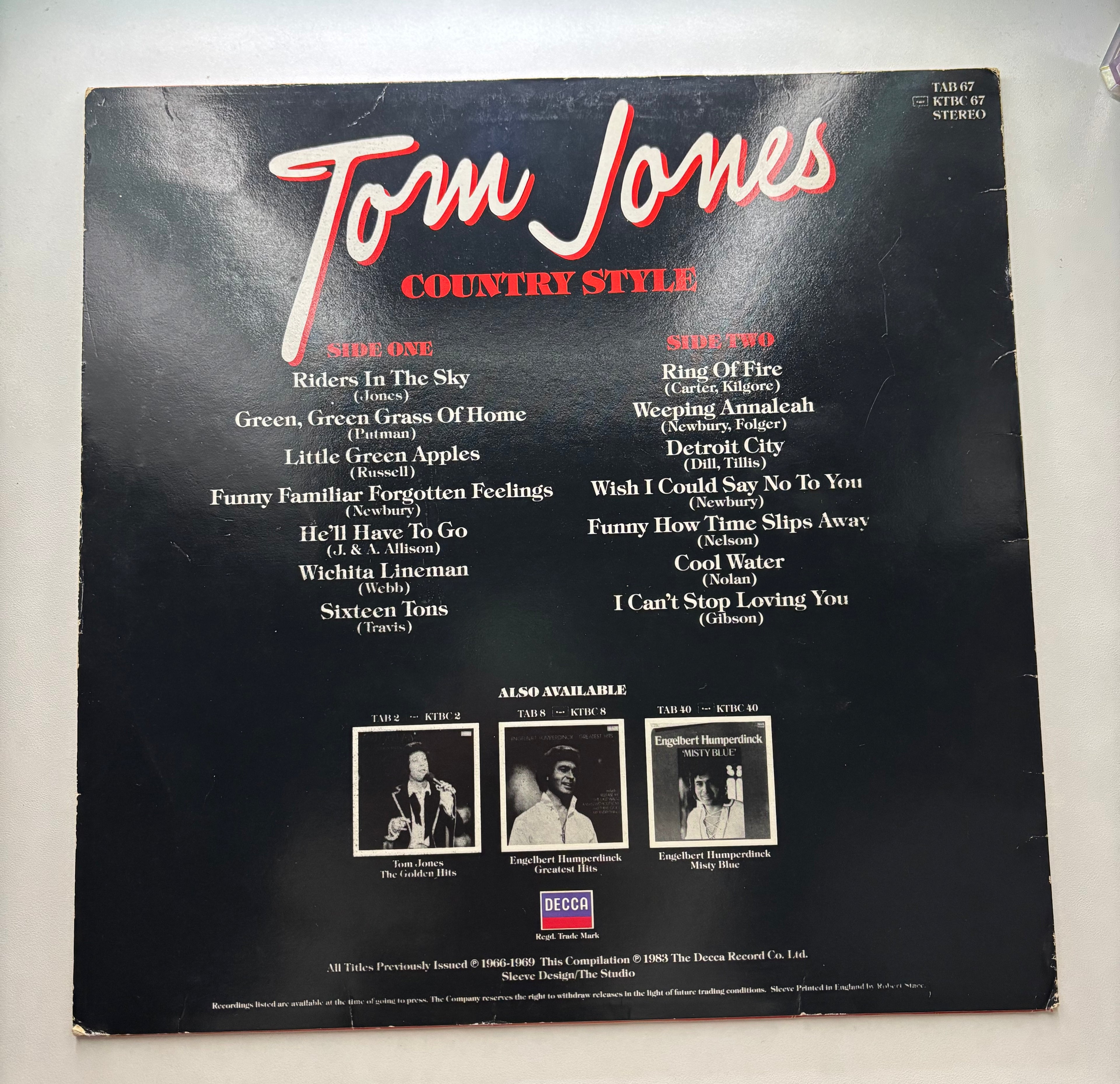 Tom Jones - Country Style Vinyl Album