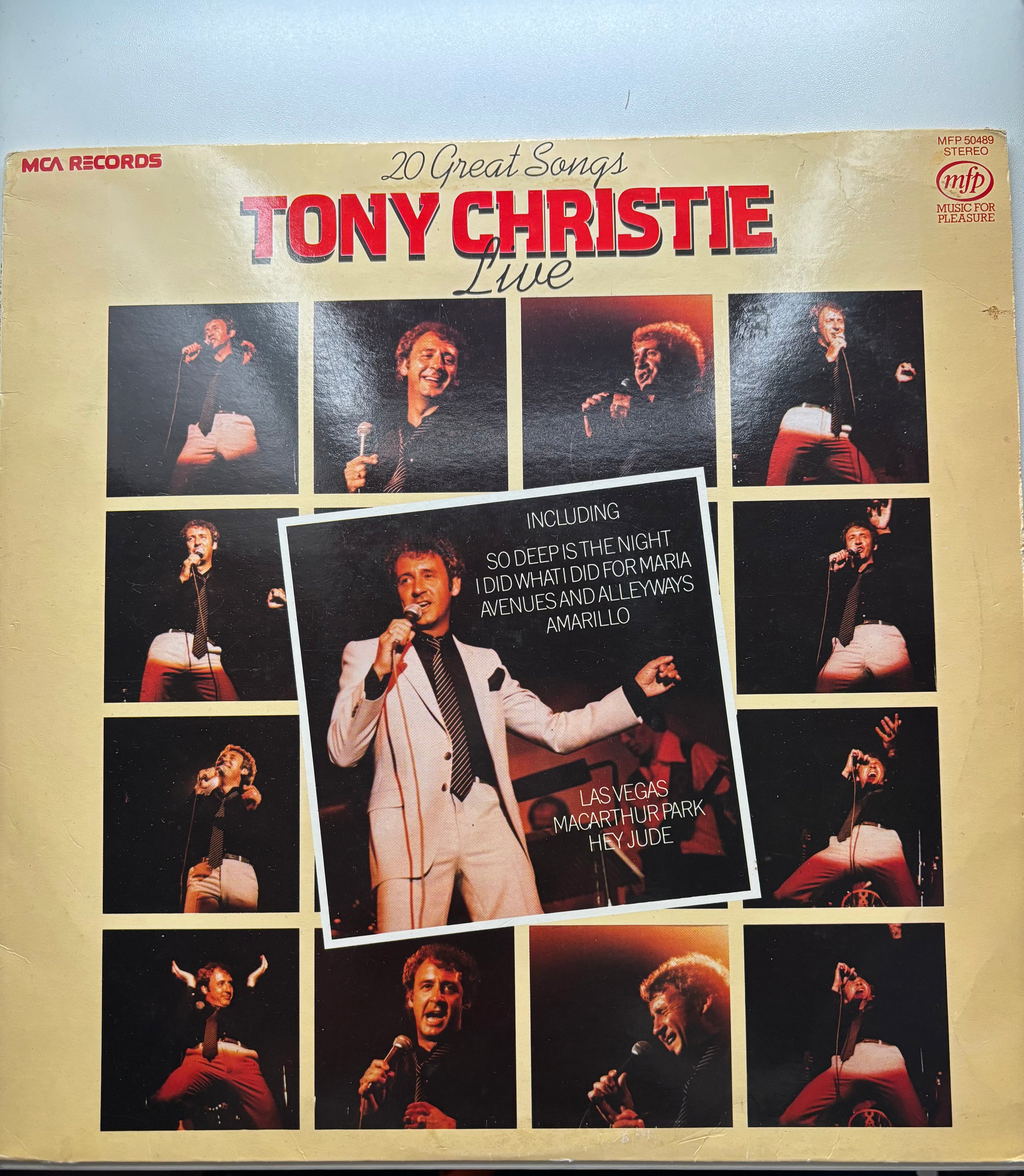 Tony Christie 20 great songs live vinyl album front cover UK pressing 