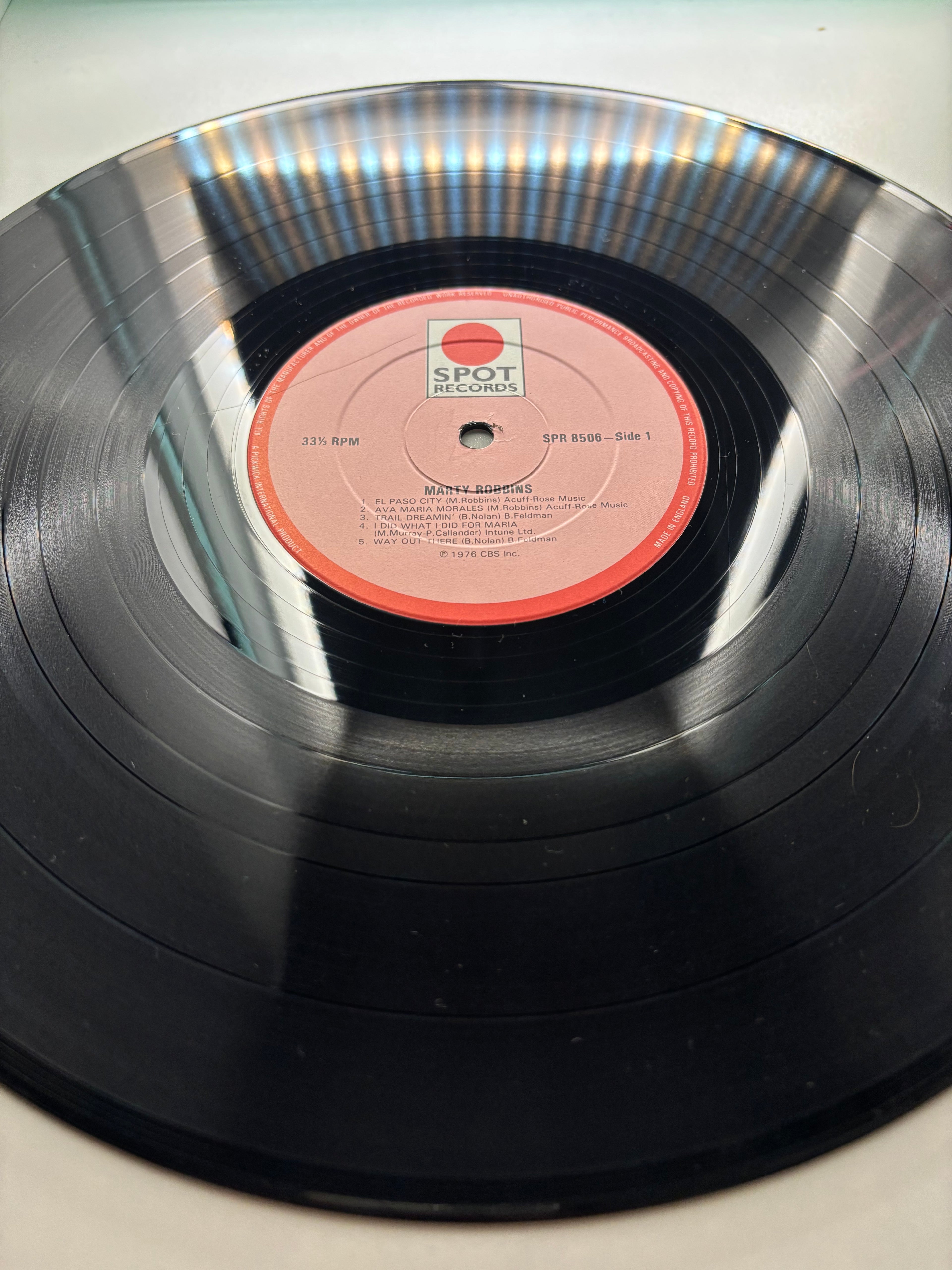 Marty Robbins 1976 vinyl record label SPOT Records UK