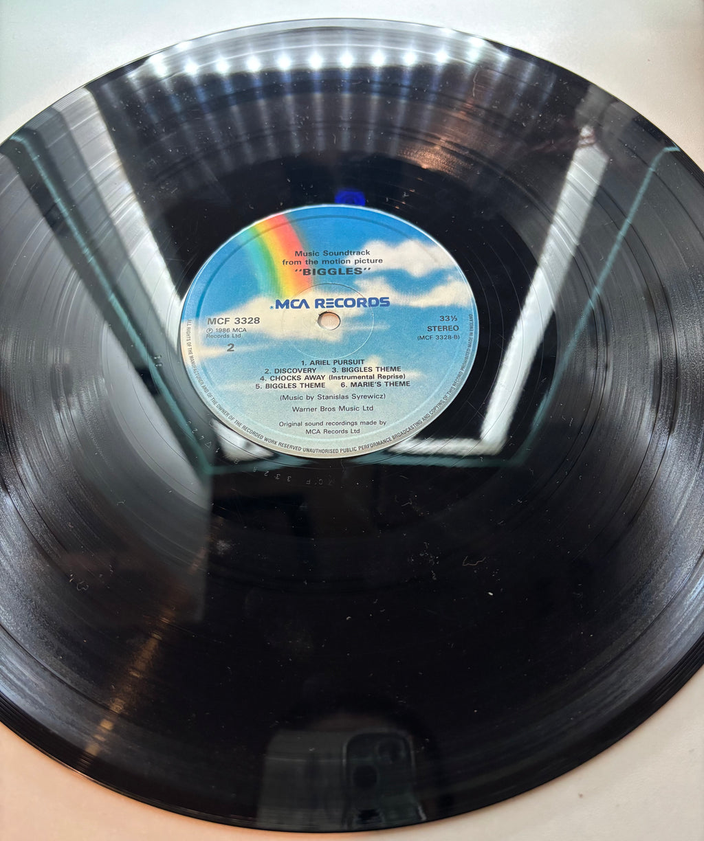 Biggles movie soundtrack 1986 vinyl record label MCA records