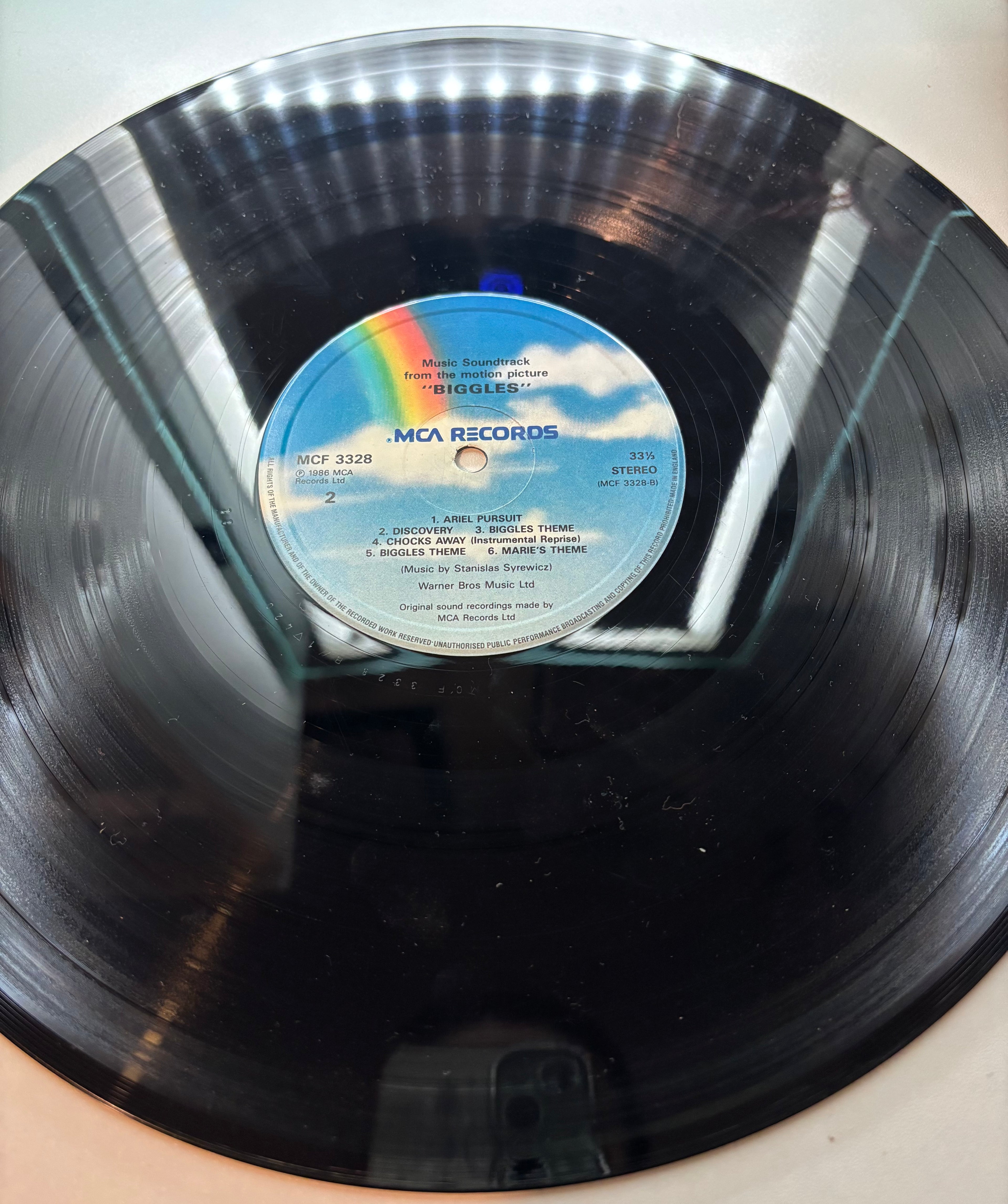 Biggles movie soundtrack 1986 vinyl record label MCA records