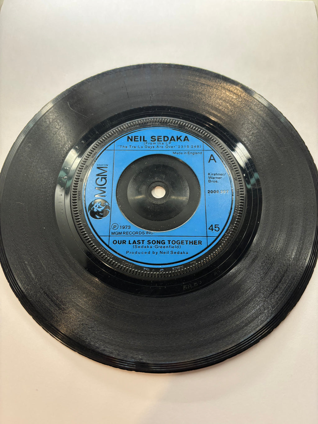 Neil Sedaka Our Last Song Together 1973 Vinyl Single UK pressing 