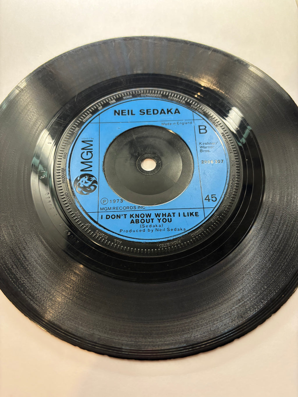 Neil Sedaka I Don't Know What I Like About You 1973 Vinyl record label MGM UK