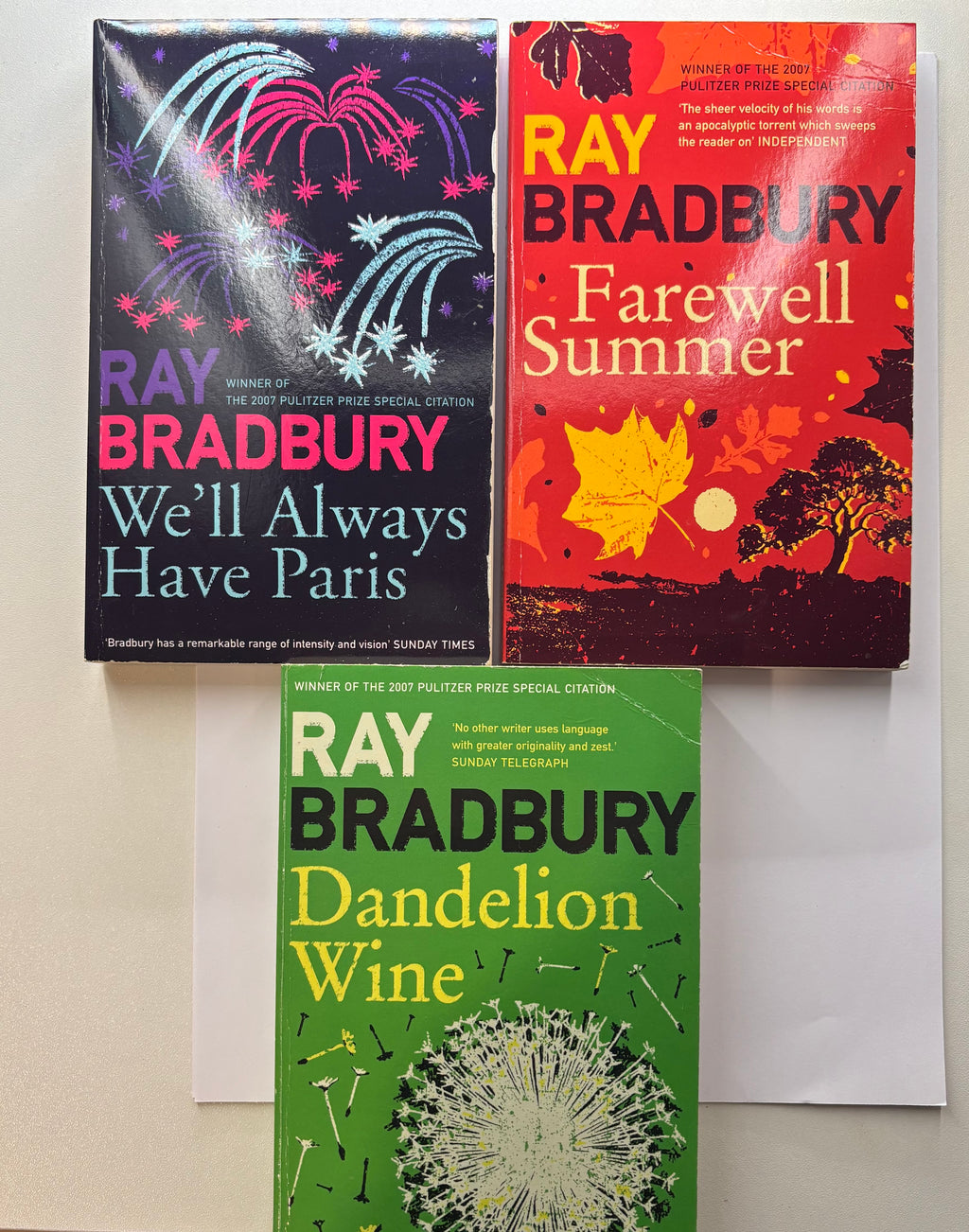 Three Books by Ray Bradbury on a white background UK