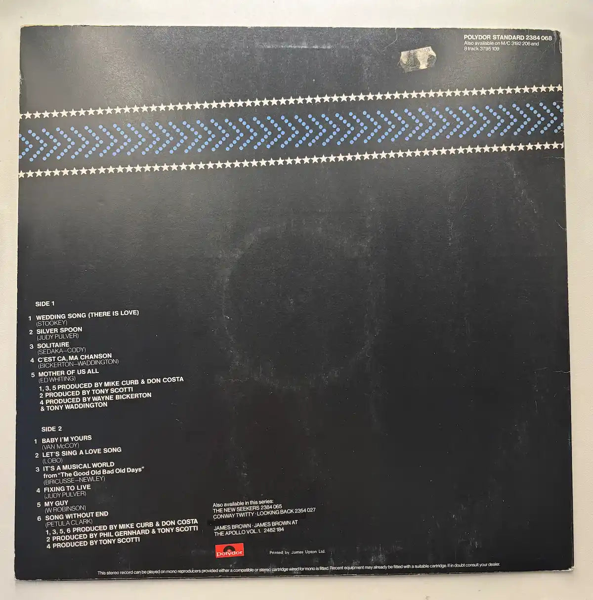 Petula Clark Just Petula vinyl LP back cover track listing UK