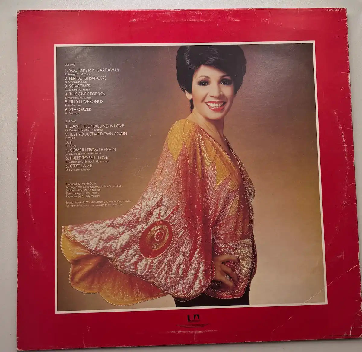 Shirley Bassey You take my heart away vinyl LP back cover track listing 1977 UK