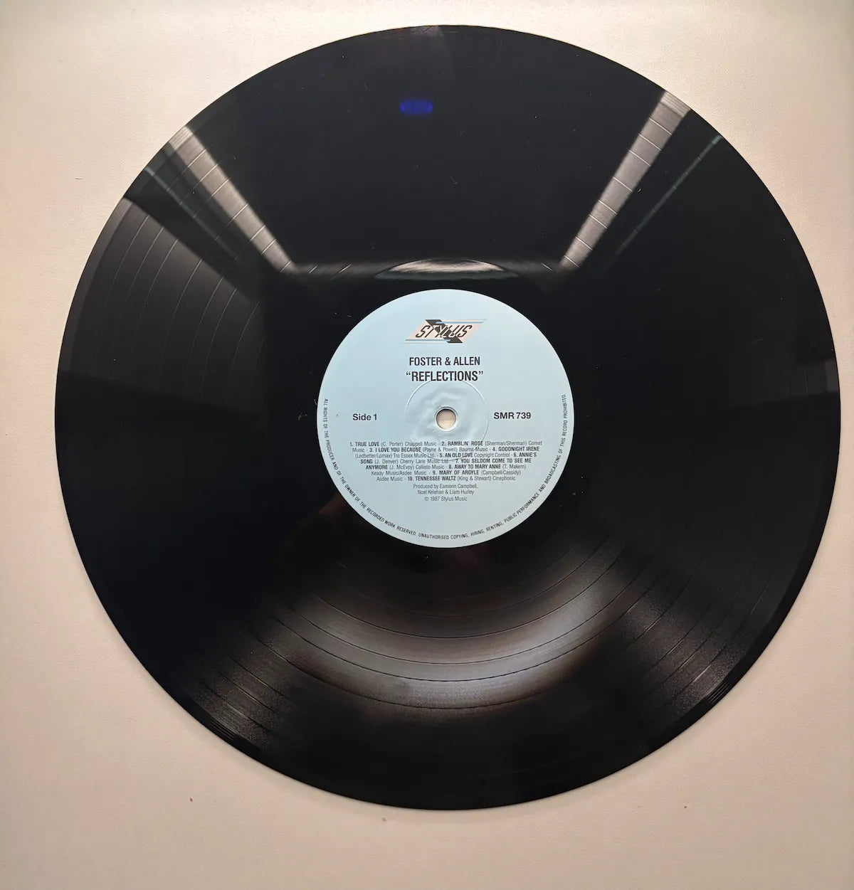 Foster & Allan Reflections vinyl record label STYLUS 1987 UK