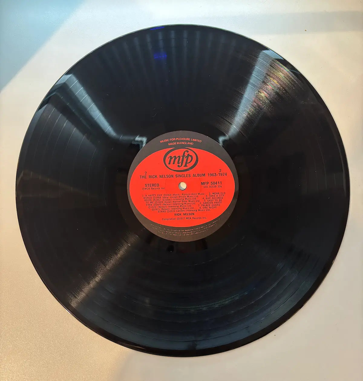 The Rick Nelson Singles 1963-1974 vinyl record label mfp 1977 UK