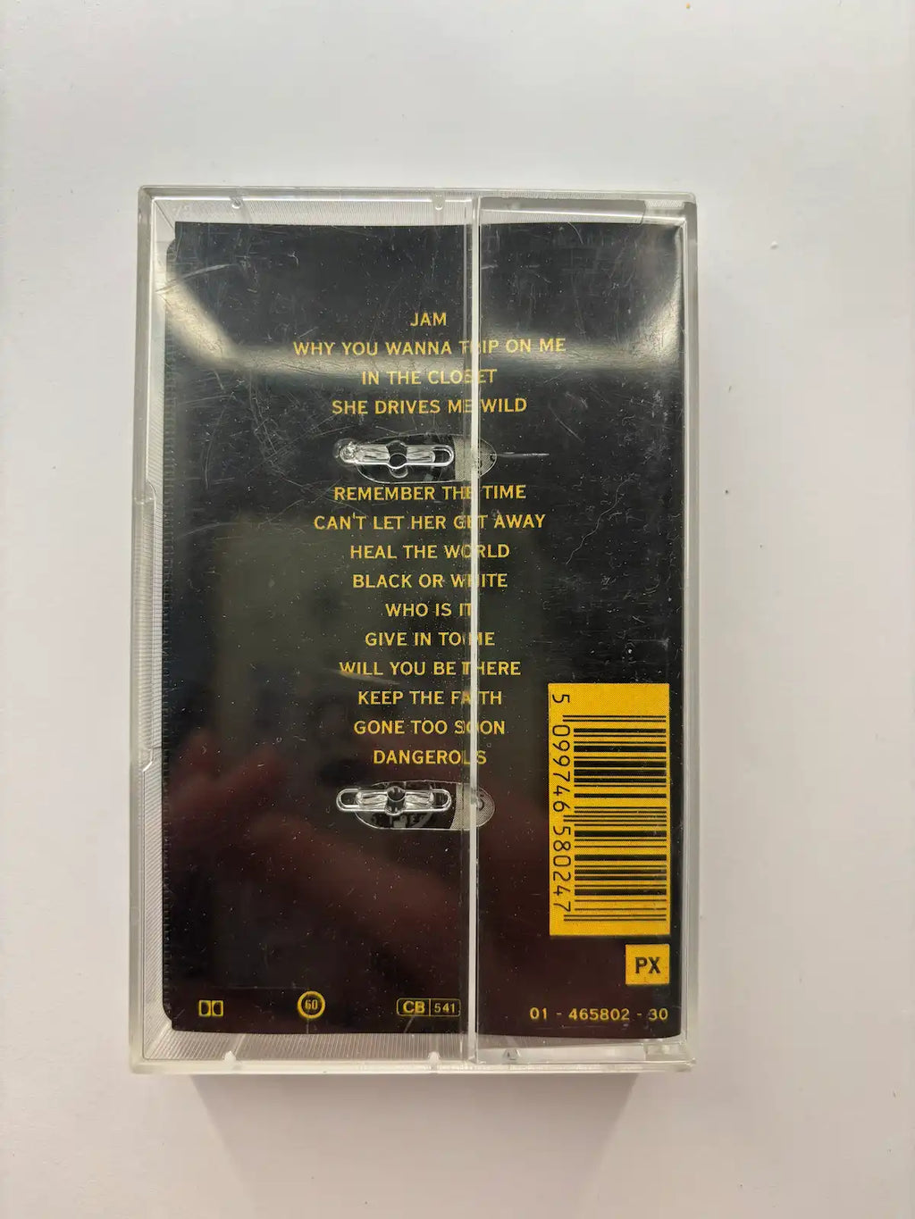 Michael Jackson Dangerous Cassette Tape back cover track listing UK