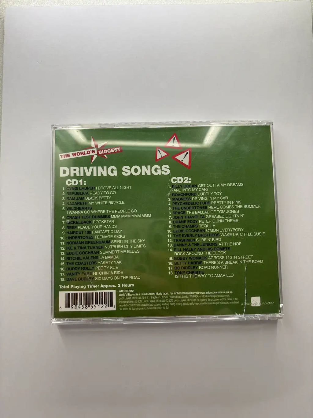 The World's Biggest Driving Songs 2 CD back cover track listing UK 