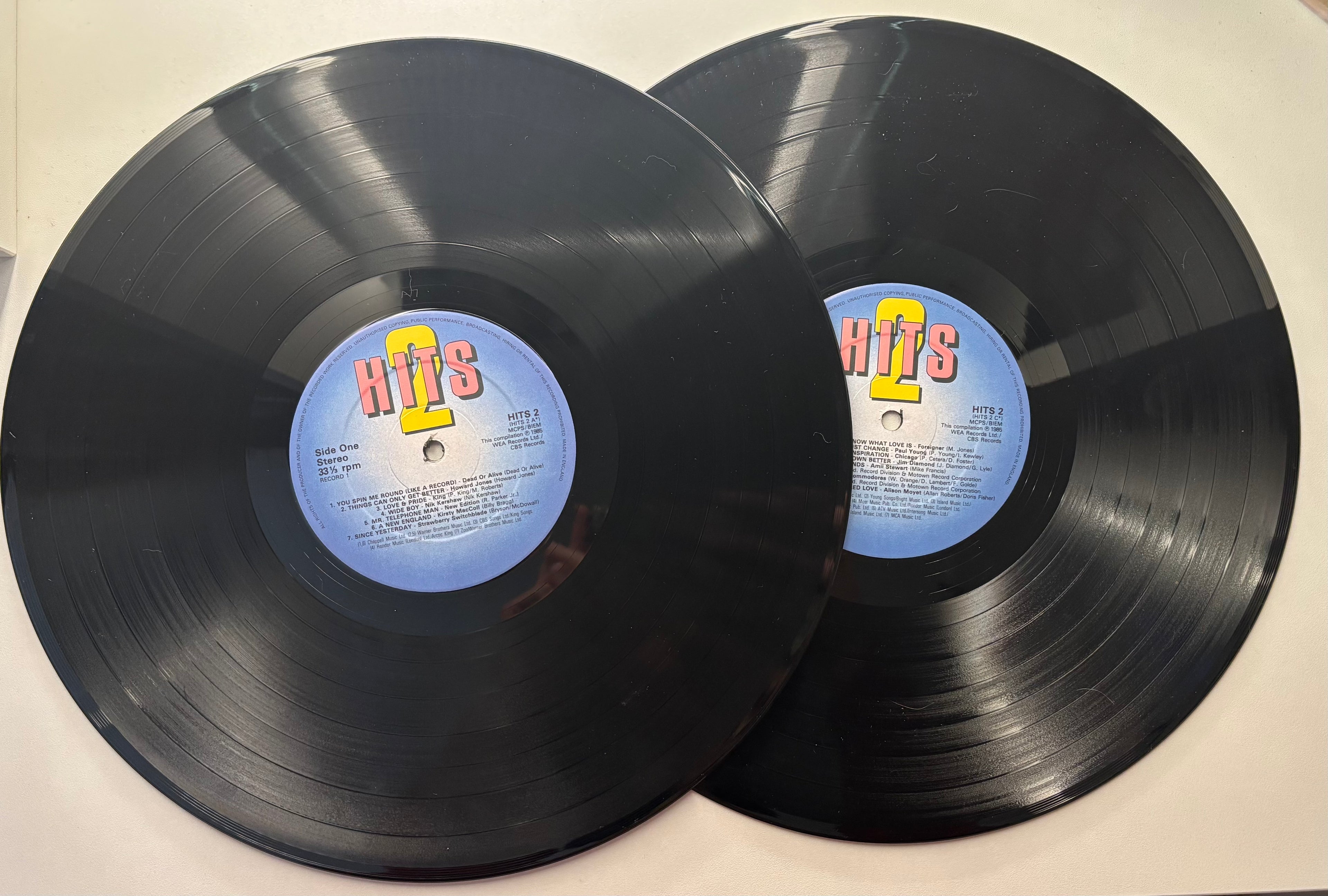 The Hits Album 2 vinyl record label WEA/CBS records 1985 UK