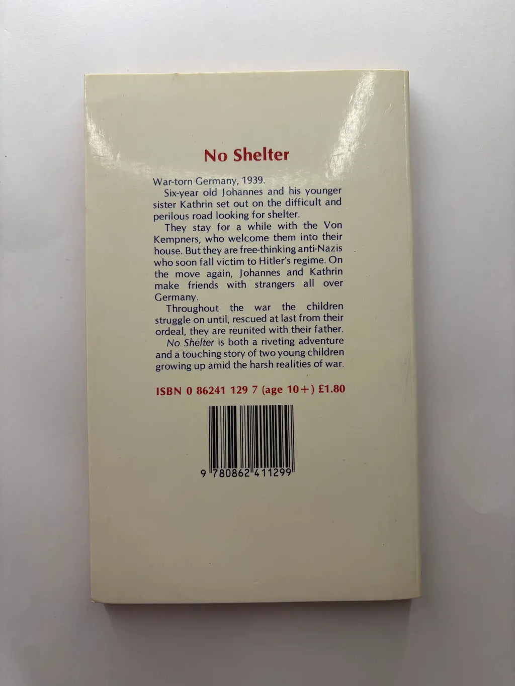 No Shelter by Elizabeth Lutzeier children's book back cover description UK