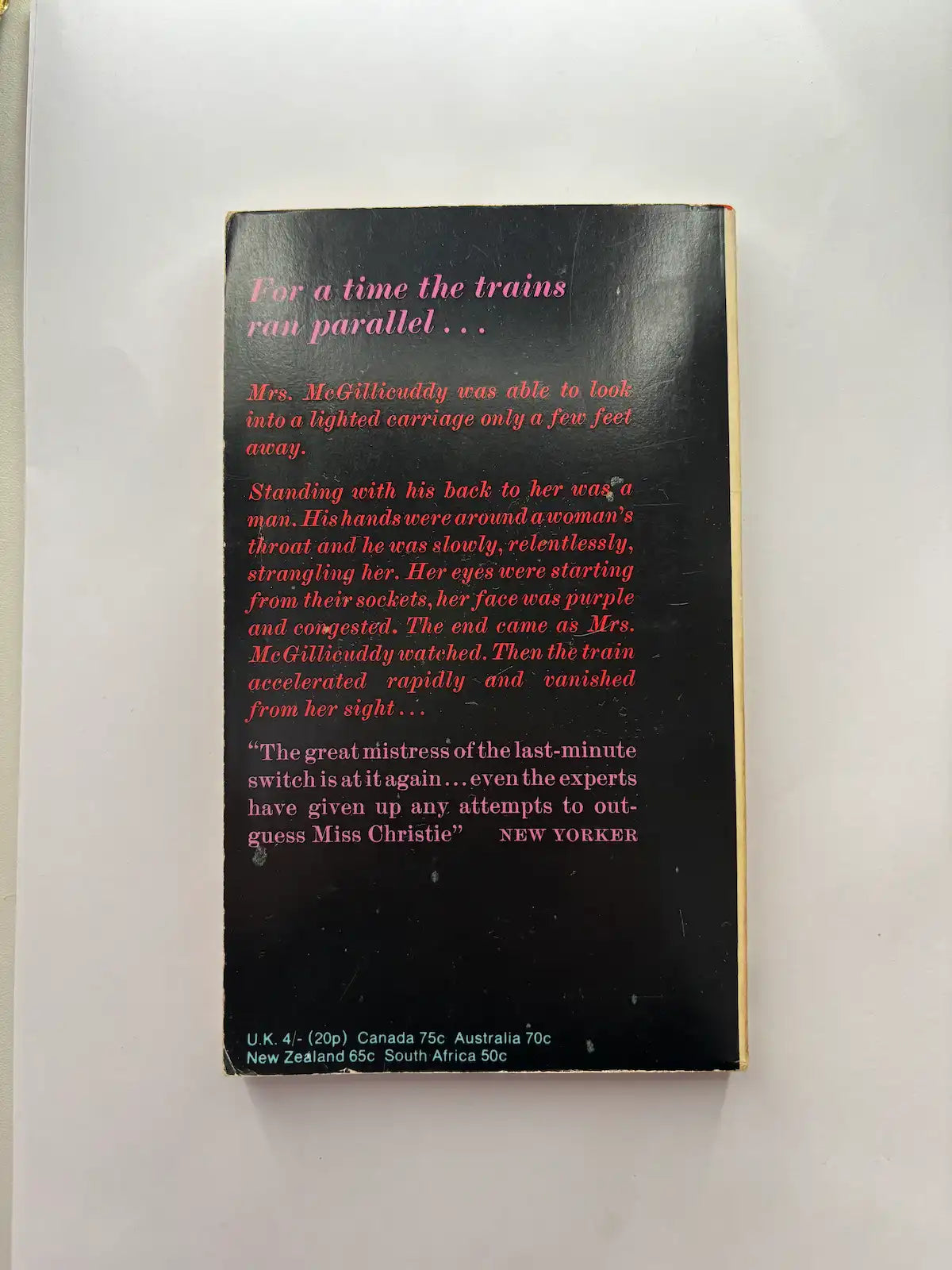 4.50 from Paddington by Agatha Christie crime novel back cover description UK 