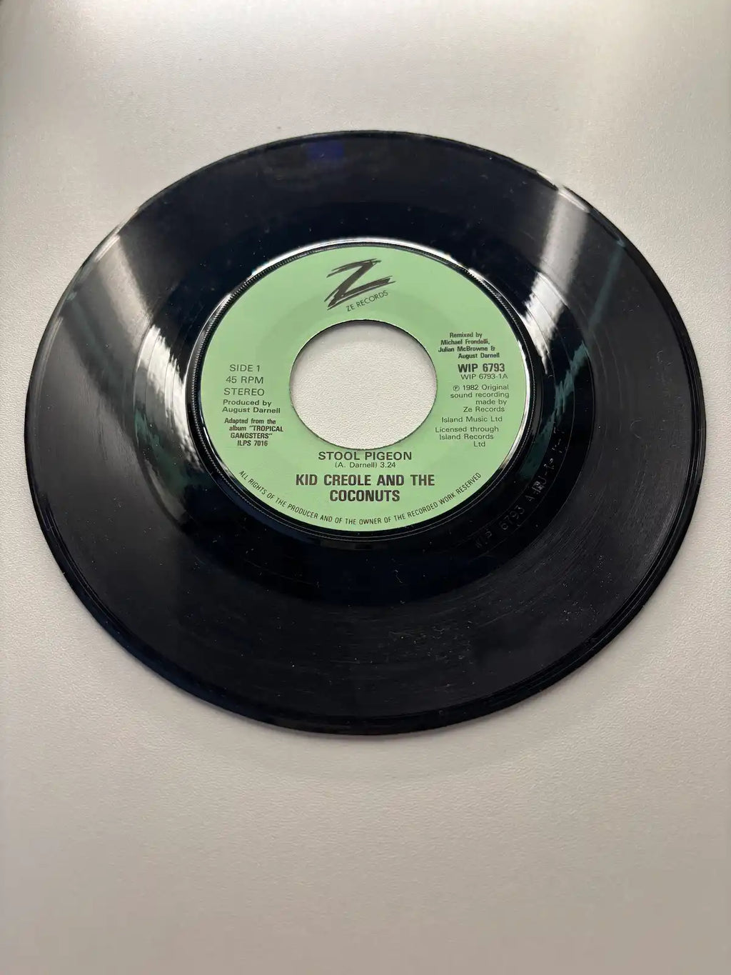 Kid Creole and the Coconuts Stool Pigeon 7'' vinyl single 1982 UK pressing 