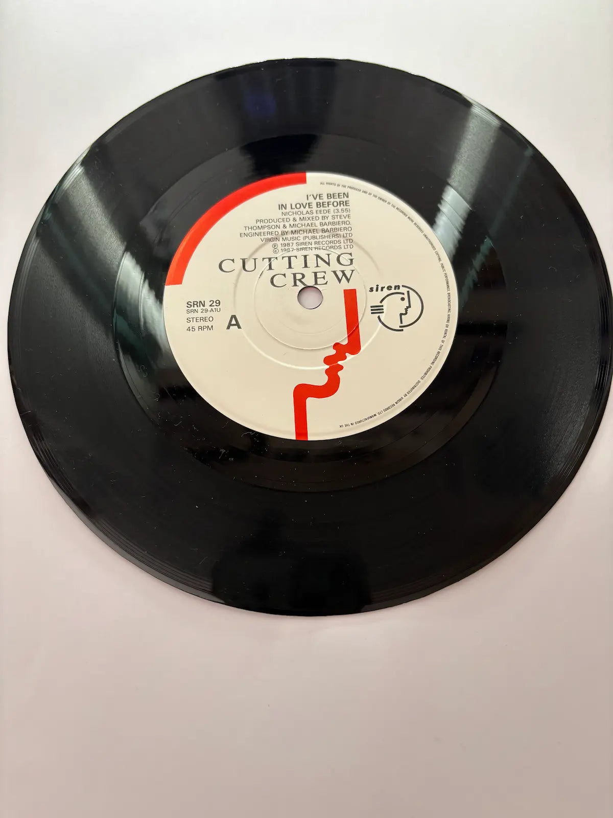 Cutting Crew I've Been in Love Before vinyl record label Siren 1987 UK