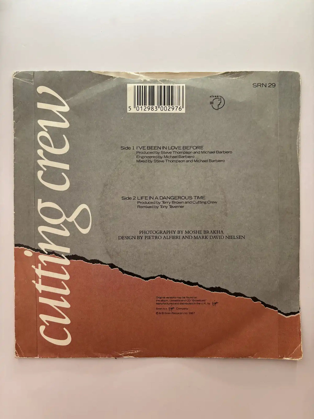 Cutting Crew I've Been in Love Before vinyl single back cover track listing 1987 UK